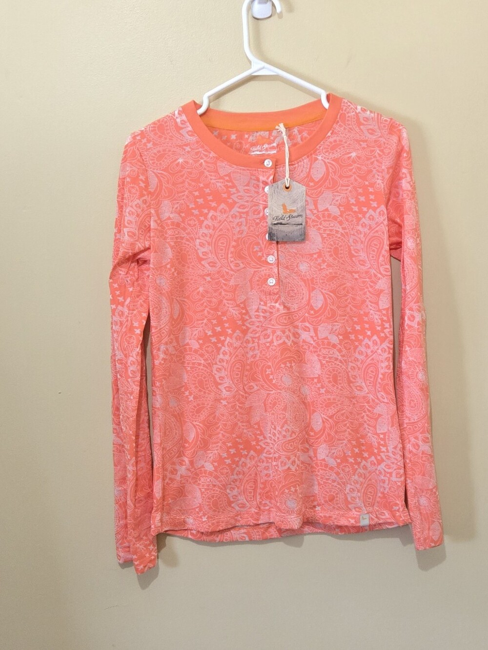NWT Field & Stream Long Sleeve Patterned Shirt Semi Sheer